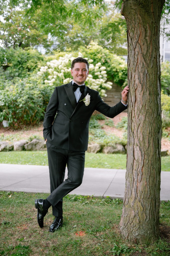 Groom wearing custom Italian tuxedo suit - 29:ELEVEN King City